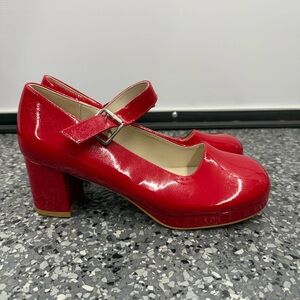 Red Mary Jane Block Heels Dorothy Costume